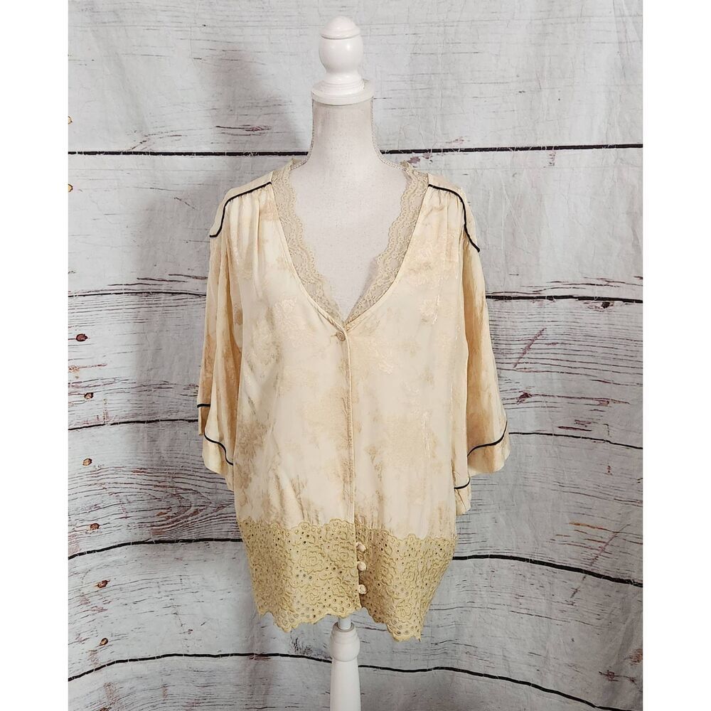 Twin-Set Simona Barbieri Satin and Lace Blouse Size Large